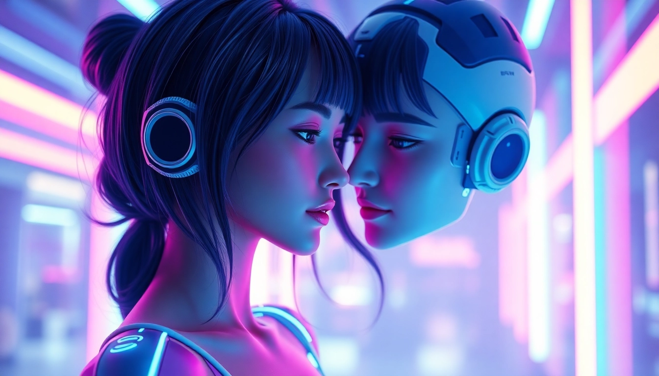 AI girlfriend engaging in a lifelike conversation with a user on a sleek digital interface, highlighting advanced interaction capabilities and emotional connection.
